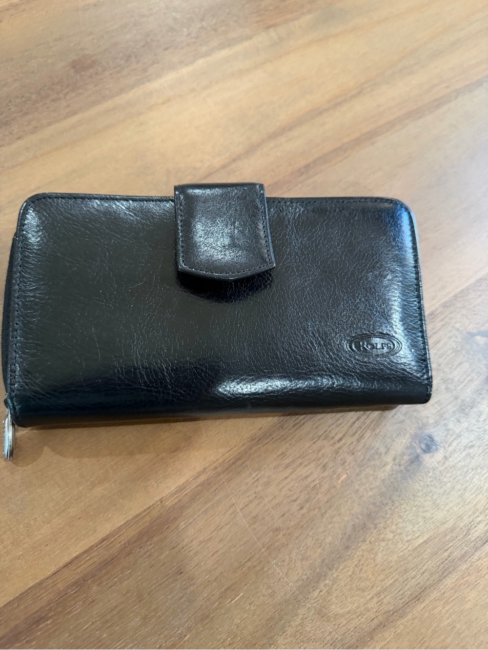 Rolfs Black Leather Zip & Snap Wallet